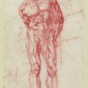 Michelangelo Buonarroti, Nudo maschile (1515-1520); pietra rossa con tracce di stilo su carta; Windsor, Royal Library